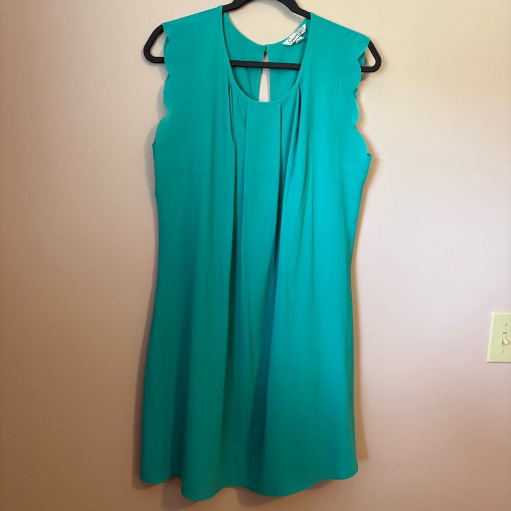 Speechless Teal Scalloped Mini Dress